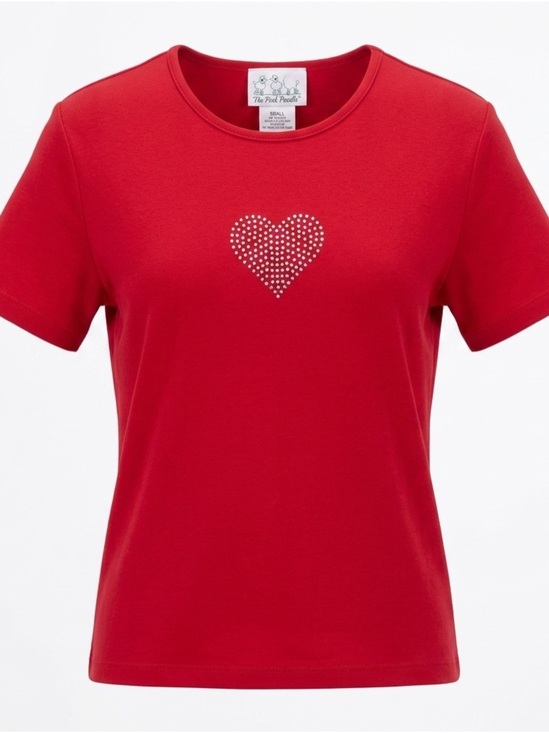 Quacker Factory Tops - Quacker Factory Bright Red Crewneck heart Tee